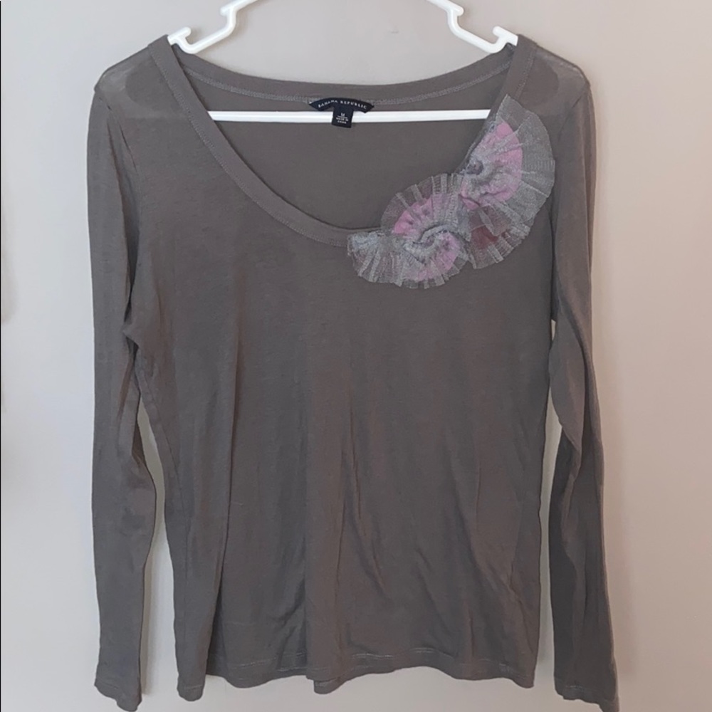 Banana Republic tulle embellished cotton t-shirt